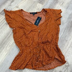 Chic Rust Polka Dot Blouse